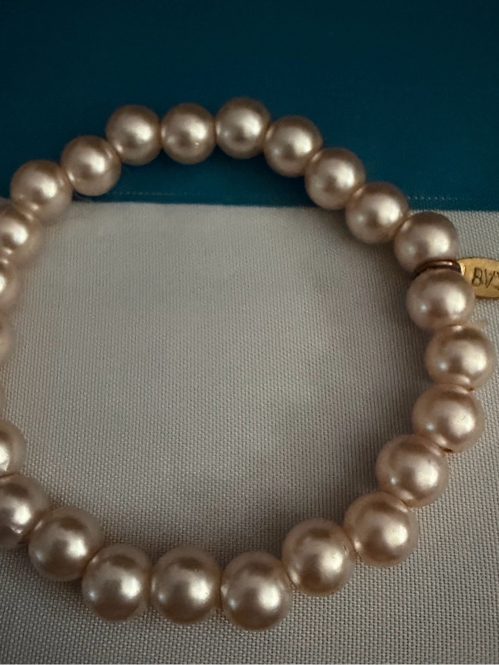 Three Pearl Bead Bracelet Set with Cream Rose Accent - Picture 3 of 6